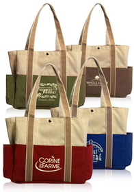 Blank Dual Colored Tote Bags, Tough 600 Denier Color Polyester, 13"W x 12.25"H x 4"G