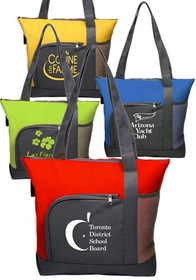 Blank The Go Getter Two-Tone Tote Bags, Durable 600 Denier Polyester Canvas, 16.5"W x 14.5"H x 4.5"G