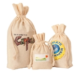Custom IDD4517 Weedy 100% Gusseted Natural Cotton Drawstring Bag, 4.5