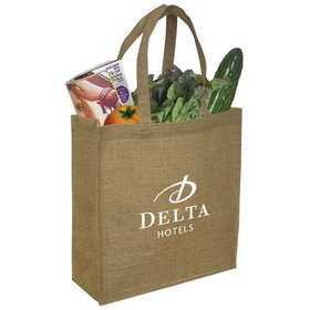 Blank E6708 Laminated Jute Tote, Jute With Laminated Backing, 14" W X 14" H X 5" D
