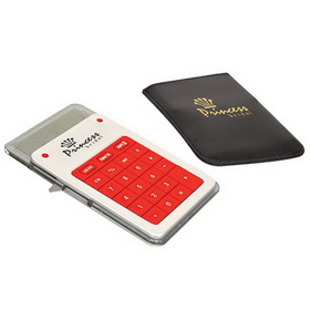 Custom M3830-C Sliding Calculator Alarm Clock, Pad 1C - 1.25" W X 0.75" H (Top Front Of Calculator), 3" W X 4.75" H X 0.25" D