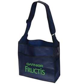 Custom NW3788 Non Woven Convention Tote, Sp Pp Ps - 10" W X 5" H (Front Pocket), 14" W X 12" H X 6" D