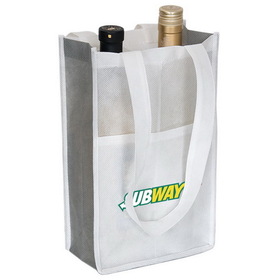 Blank NW4759 Non Woven Two Bottle Wine Bag, Sp Pp Ps - 3.5" W X 3.5" H (Front Pocket), 6.75" W X 11" H X 3.5" D