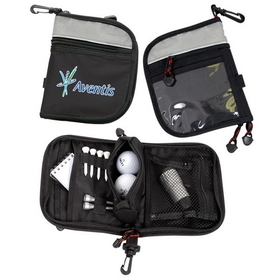 Blank P2297 Golf Accessory Bag, 600D Polyester With 420D Diamond Ripstop Nylon, 5.5" W X 7" H X 1" D (Closed)