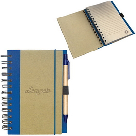 Blank RP4751 Recycled Cardboard Notepad, Spiral Bound Jotter With 80% Recycled Cardboard And Coloured Linen Cover, 5" W X 7" H X 0.75" D