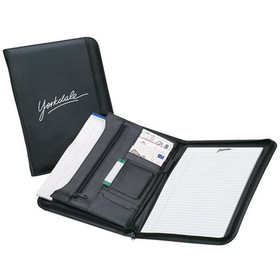 Blank SL615 Zippered Notepad Portfolio, Simulated Leather, 10" W X 13.5" H X 1" D