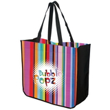 Custom TO4815 Large Multi-Stripe Recycled Tote, 120 Gram Non Woven And 30 Gram Laminated Non Woven Polypropylene, 16.25