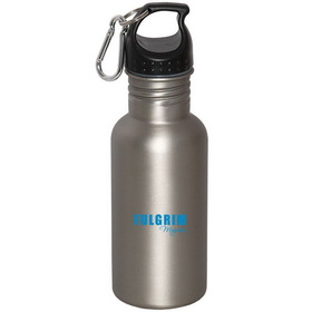 Blank WB7075 Wide Mouth 500 Ml (16 Oz.) Stainless Steel Water Bottle, Stainless Steel, 8.75" H X 2.75" Diameter