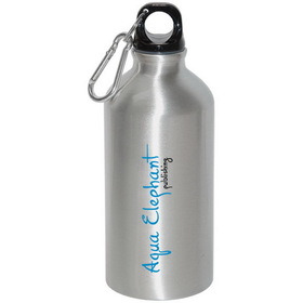 Blank WB7107 500 ml (17 fl. oz.) Aluminum Water Bottle With Carabiner, 7.5" H X 2.875" Diameter