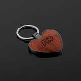 Custom High Caliber Line A4095 Heart Shape Dark Gray Metal Keychain with Wooden Plate