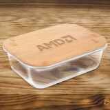 Custom High Caliber Line H452 34oz Glass Food Container with Organic Bamboo Lid