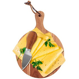 Custom High Caliber Line H457 Mini Round Cheese Board & Knife Set