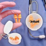 Custom Orange Silicone Earplug Keychain, 1 9/16