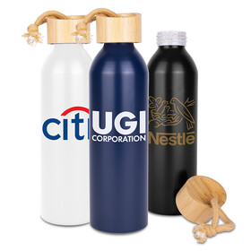 High Caliber Line S940 Meriden Sustainable Aluminum Bottle with Bamboo Lid &Cotton String Loop