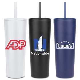Custom Natick 27oz. Double Wall SS Mug with Straw