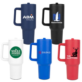 Custom Hydravault FlipStraw Tumbler with Handle 40 oz.