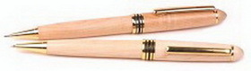 Custom 3712-MAPLE - Wooden Illusion Series Twist Action Ballpoint Pen & Pencil Set