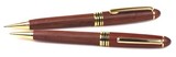 Custom 3712-ROSE-WOOD - Wooden Illusion Series Twist Action Ballpoint Pen & Pencil Set