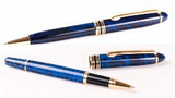 Custom 6013-BLUE-MARBLE - Ineuro Ballpoint Pen & Rollerball Set - Blue