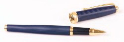 Custom 6703-NAVY - Best Seller - Inluxus Executive Rollerball Pen with Gold Appointments and Snap off Cap