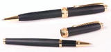 Custom 6713-BLACK - Inluxus Executive Style Ballpoint Pen & Rollerball Pen Set with Gold Appointments