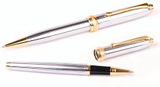 Custom 6713-CHROME - Inluxus Executive Style Ballpoint Pen & Rollerball Pen Set with Gold Appointments