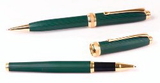 Custom 6713-GREEN - Inluxus Executive Style Ballpoint Pen & Rollerball Pen Set with Gold Appointments