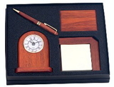 Custom GFTS-LG5 - Wood Series Pen, Desk Clock, Note Holder & Card Case Set
