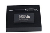 Custom GFTS-MED12B - Black Pen & Business Card Case Gift Set