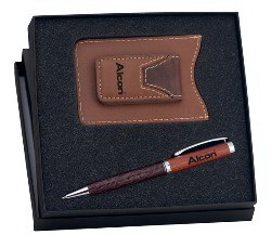 Custom GFTS-MED2-R - Istrich Series Leather Pen & Credit Card Wallet