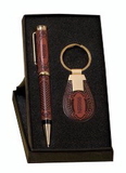 Custom GFTS-SM6 - Ibellero Series Leather Pen & Key Chain Gift Set