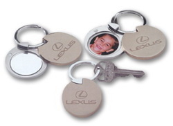 Custom K308 - Millennium Series Rounded Mirror Keychain & 1" Picture Frame