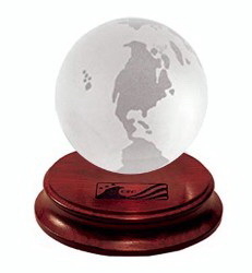 Custom WORLDW2WB - 2-1/2" Glass Globe on Solid Rosewood Base