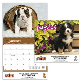 Custom Triumph Calendars 1054 Puppies Calendar, Digital, 11"w x 10"h Closed, 11"w x 19"h Open