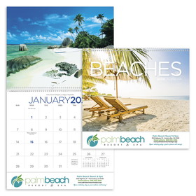 Custom Triumph Calendars 1708 Beaches Calendar, Digital, 11"w x 10"h Closed, 11"w x 19"h Open
