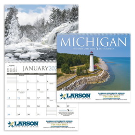 Custom Triumph Calendars 1771 Michigan Calendar, Digital, 11"w x 10"h Closed, 11"w x 19"h Open