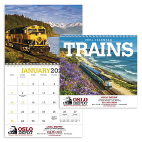 Custom Triumph Calendars 1860 Trains Calendar, Digital, 11"w x 10"h Closed, 11"w x 19"h Open