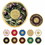 Custom 25035 Round Brass Coaster, Brass-Plated Zinc, Leather and Cork, Price/each