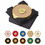 Custom 25086 Two Coasters in Deluxe Black Flocked Gift Box, Brass, Leather and Cork, Price/each