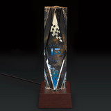 Custom Jaffa 35401 Dramatis Award with Lighted Base, Optical Crystal on Lighted Wood Base