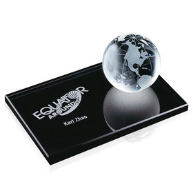 Jaffa Custom 35434 Global Paperweight, Optical Crystal Globe on Black Glass Base