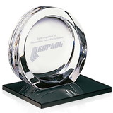 Custom Jaffa 35471 High Tech Award on Black Glass Base - Medium, 24% Lead Crystal on Black Glass Base