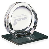 Custom Jaffa 35475 High Tech Award on Black Glass Base - Large, 24% Lead Crystal on Black Glass Base