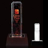 Custom Jaffa 35710 Vertical Highlight Award with Lighted Base, Optical Crystal on Lighted Wood Base