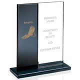 Custom Jaffa 35741 Harlequinn Award - Vertical, Black and Starfire Glass