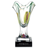 Custom Jaffa 36285 Oceanic Vase, 24% Lead Crystal on Separate Black Base
