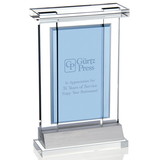 Custom Jaffa 36595 Indigo Achievement Award, Optical Crystal and Blue Glass on Aluminum Base