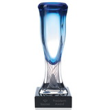 Custom Jaffa 36633 Azul Vase, 24% Lead Crystal Art Glass