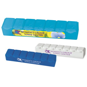 Custom 40035 7-Day Strip Pill Box, Plastic, 5-11/16"w x 1-1/16"h x 13/16"d