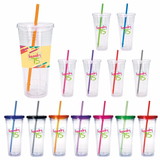 Custom Clear Tumbler with Colored Lid - 24 oz.